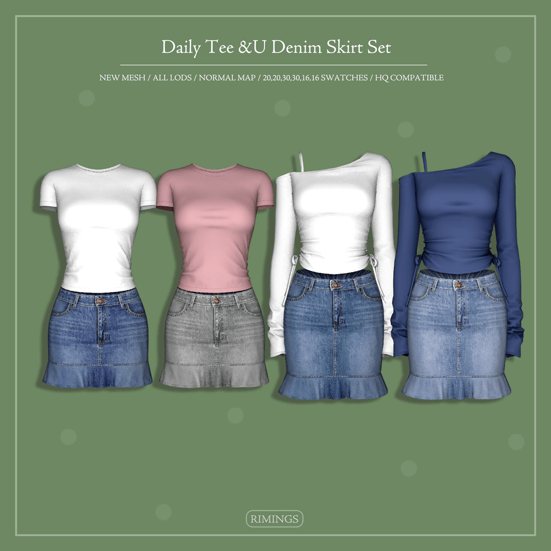 Сет одежды Daily Tee & Denim Skirt Set
